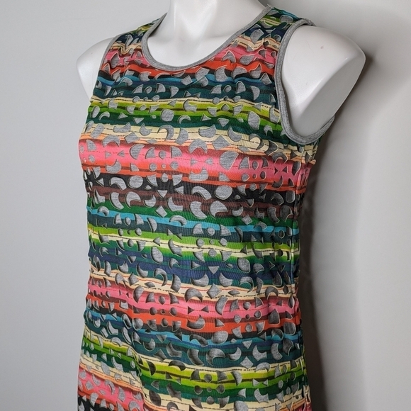 Desigual colorful rainbow laser cut knee length dress S - Picture 3 of 10